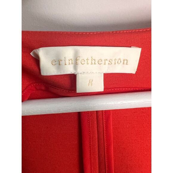 Erin Fetherston Zip Front Fit & Flare Coral Sleeveless V Neck Dress Size 8 - Picture 4 of 8
